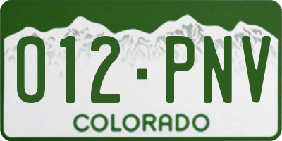 CO license plate 012PNV