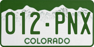 CO license plate 012PNX