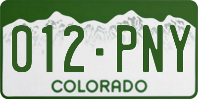 CO license plate 012PNY