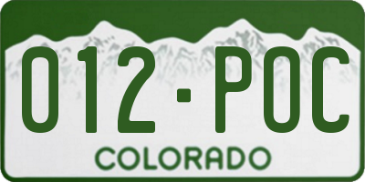 CO license plate 012POC