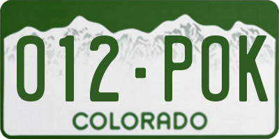 CO license plate 012POK