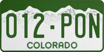 CO license plate 012PON