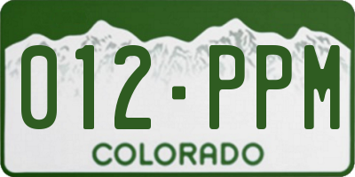 CO license plate 012PPM