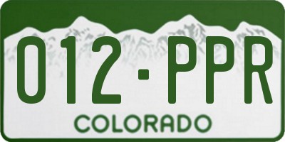 CO license plate 012PPR