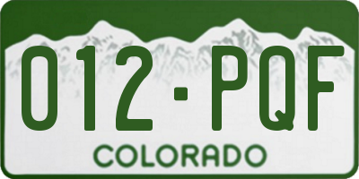 CO license plate 012PQF