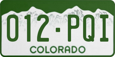 CO license plate 012PQI