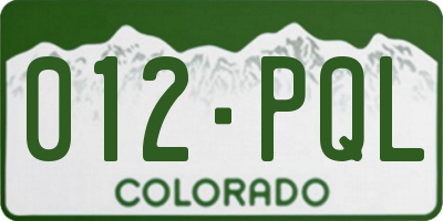 CO license plate 012PQL