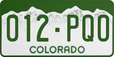 CO license plate 012PQO