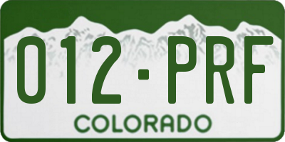 CO license plate 012PRF