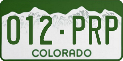 CO license plate 012PRP