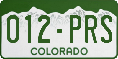 CO license plate 012PRS