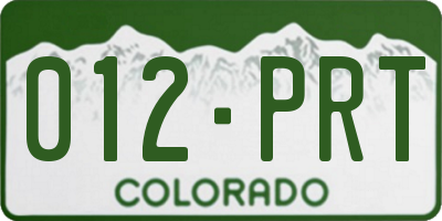 CO license plate 012PRT