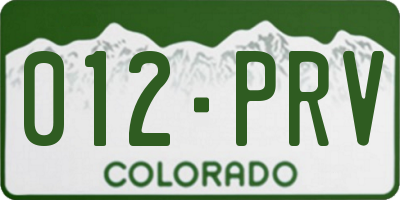 CO license plate 012PRV