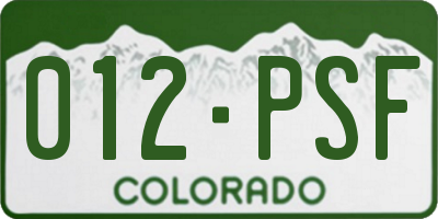 CO license plate 012PSF