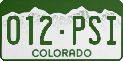 CO license plate 012PSI