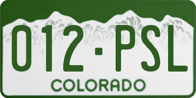 CO license plate 012PSL