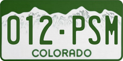 CO license plate 012PSM