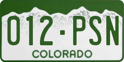 CO license plate 012PSN