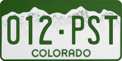 CO license plate 012PST