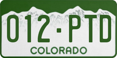 CO license plate 012PTD