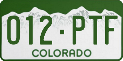CO license plate 012PTF