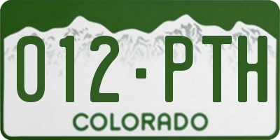 CO license plate 012PTH