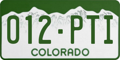 CO license plate 012PTI