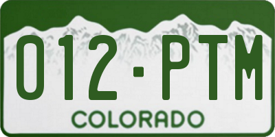 CO license plate 012PTM