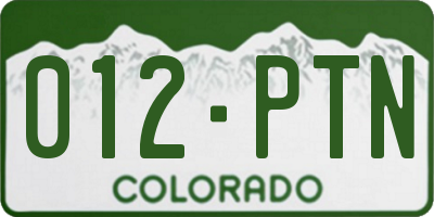CO license plate 012PTN