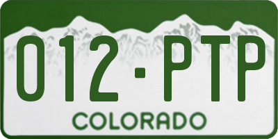 CO license plate 012PTP