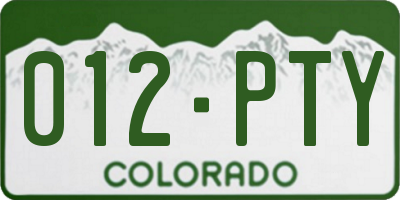 CO license plate 012PTY