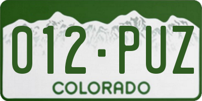 CO license plate 012PUZ