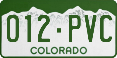 CO license plate 012PVC