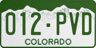 CO license plate 012PVD