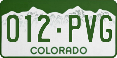 CO license plate 012PVG