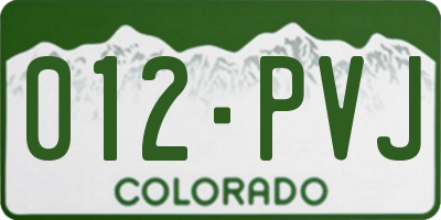 CO license plate 012PVJ