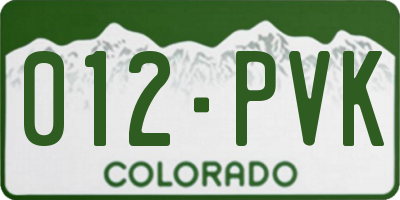 CO license plate 012PVK
