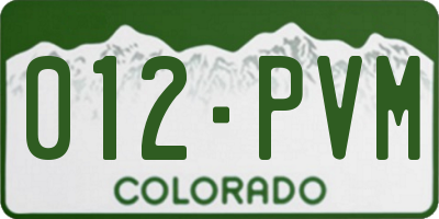 CO license plate 012PVM