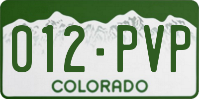 CO license plate 012PVP