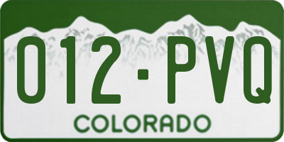 CO license plate 012PVQ