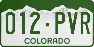 CO license plate 012PVR