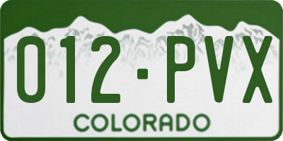 CO license plate 012PVX