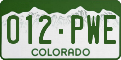 CO license plate 012PWE