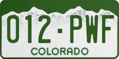 CO license plate 012PWF