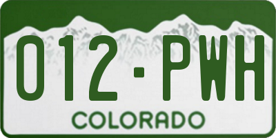 CO license plate 012PWH