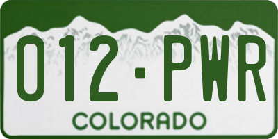 CO license plate 012PWR
