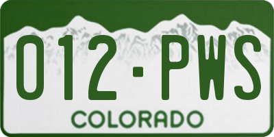CO license plate 012PWS