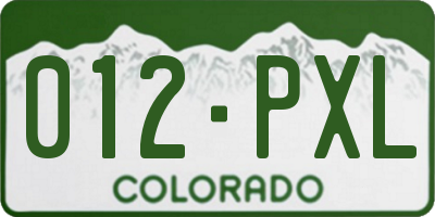 CO license plate 012PXL