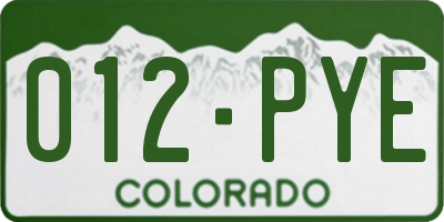 CO license plate 012PYE
