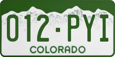 CO license plate 012PYI